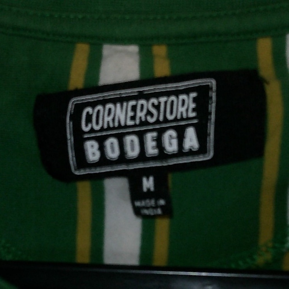Cornerstone Bodega Mens Striped Graphic T-Shirt - Green, Gold,‎ White - Picture 3 of 4
